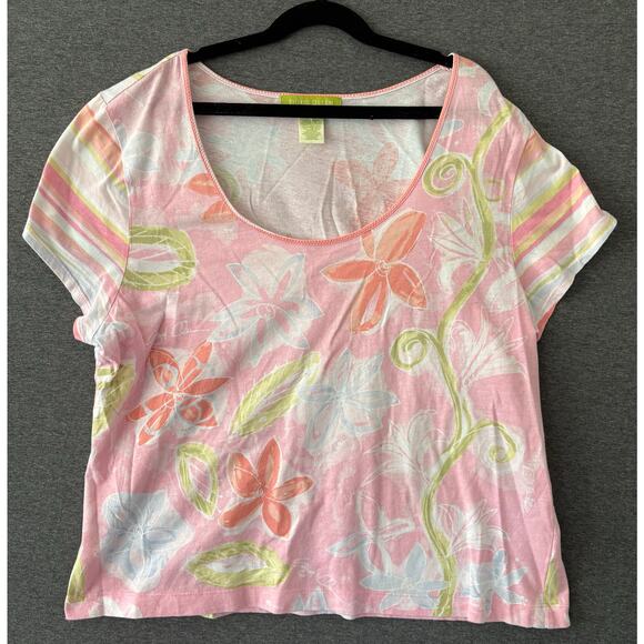 Sigrid Olsen Tops - Sigrid Olsen | Women's Pastel Floral Short Sleeve Top | XL